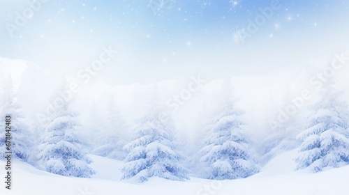 A magical winter forest scene blanketed in snow with twinkling stars, evoking a sense of wonder © artem