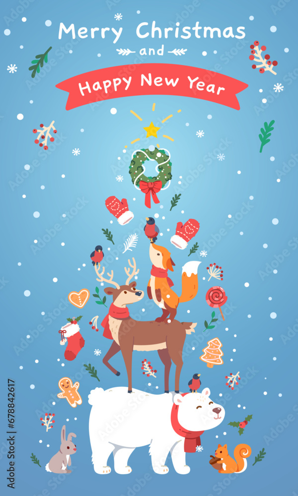 Christmas, New Year greeting card, poster template Christmas, New Year greeting card, poster template