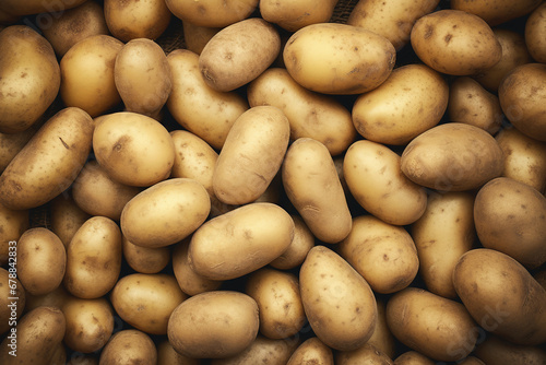 close-up of a stack of new potatoes. Agricultural background