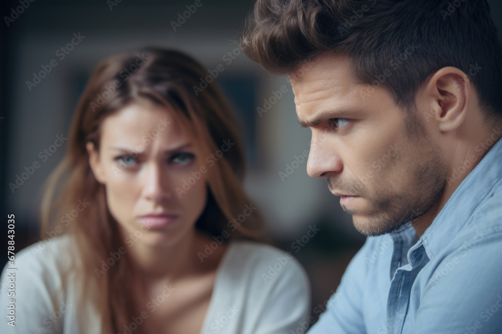 Serious couple having an argument indoors. Serious couple having an argument indoors.