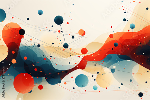 Abstract swirls and dotted patterns in red and blue photo