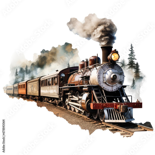 vintage train isolated on transparent background