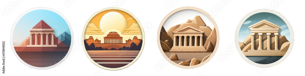 Naklejka premium Ancient Civilization clipart collection, vector, icons isolated on transparent background