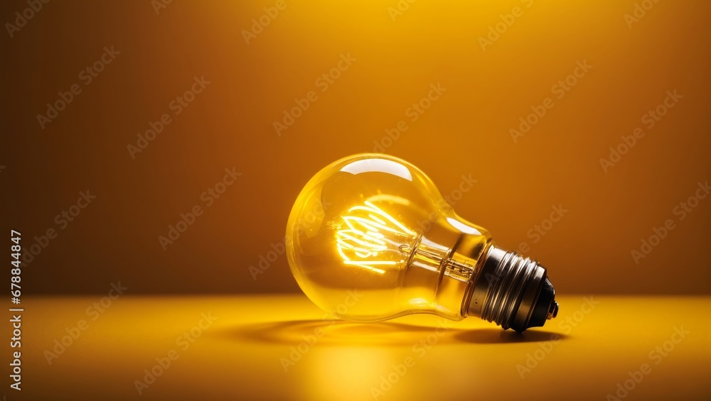 Electric light bulb on yellow background Electric light bulb on yellow background