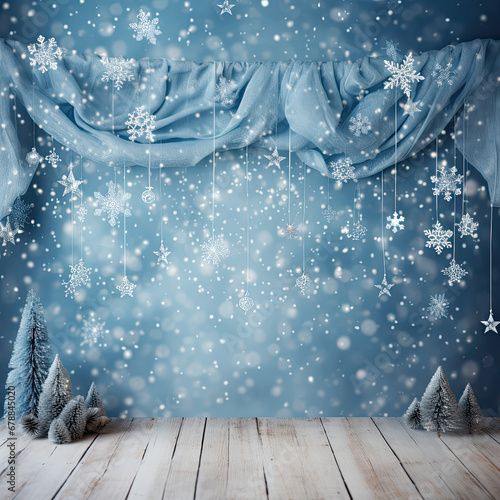 Obraz na płótnie Christmas background blue theme with snow w salonie