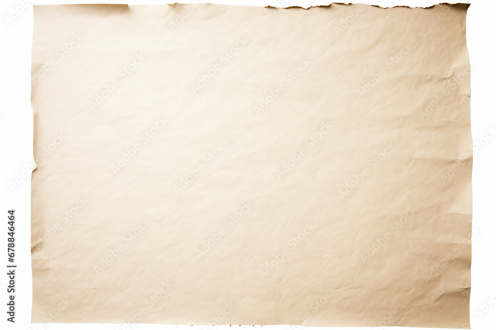 Blank parchment paper with uneven edges and folded texture - obrazy, fototapety, plakaty 