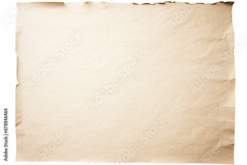 Blank parchment paper with uneven edges and folded texture