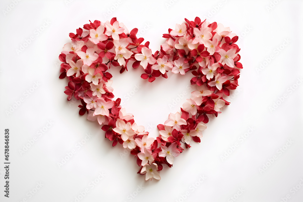 Symbol of Love: Heart-Shaped Flowers on White Background for Valentine's Day