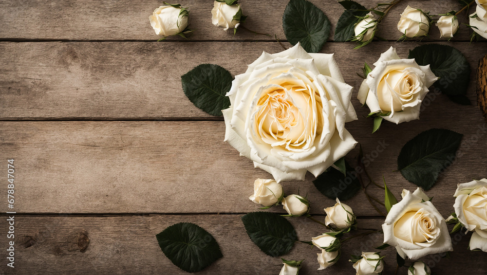 Rose flower on old wooden background Rose flower on old wooden background