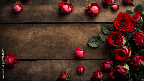 Rose flower on old wooden background