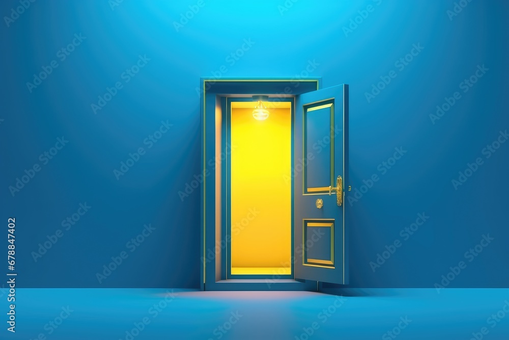 Open door in blue room