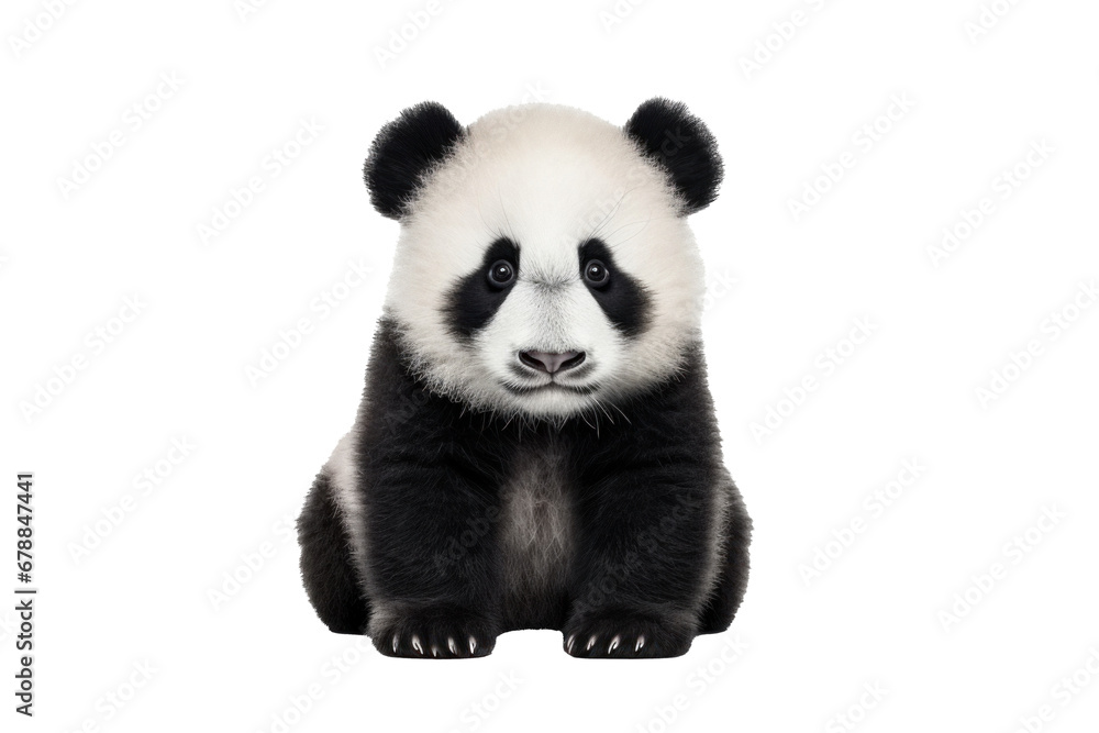 A cute panda isolated on a transparent background.