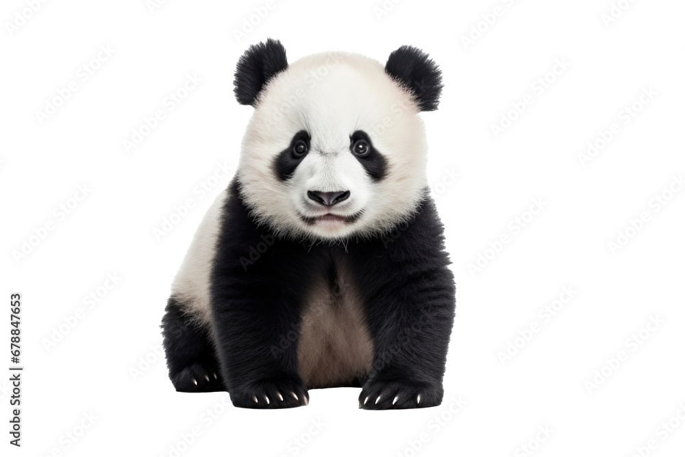 Obraz premium A cute panda isolated on a transparent background.
