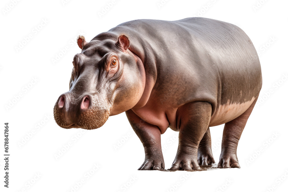 A hippopotamus isolated on a transparent background.