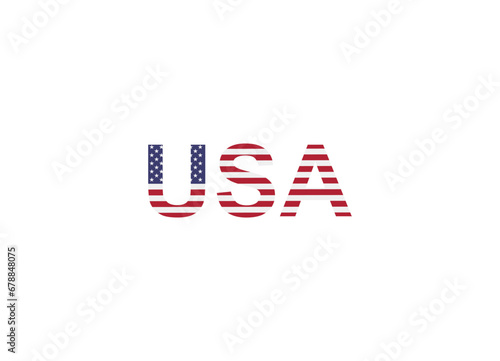 Letters USA in the style of the country flag. USA word in national flag style.