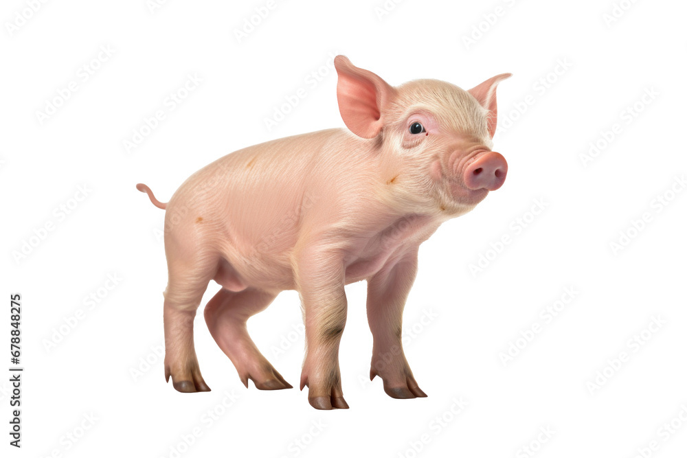 Naklejka premium A piglet isolated on a transparent background.