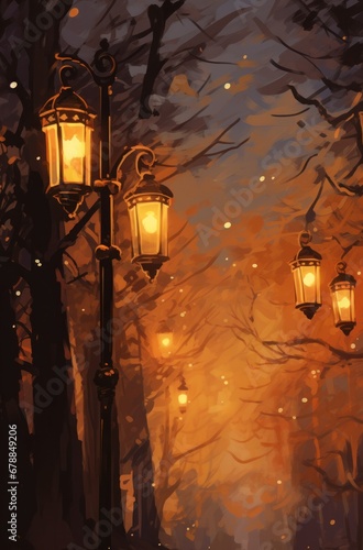 street lanterns from the tree