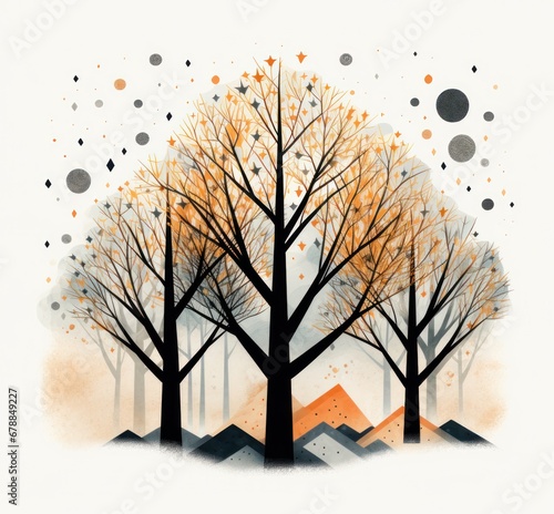 winter tree tree illustration geometric shapes