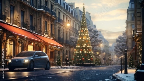 christmas trees in the old quarter of paris