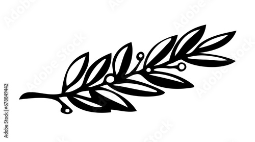Laurel branch, vector black and white sketch