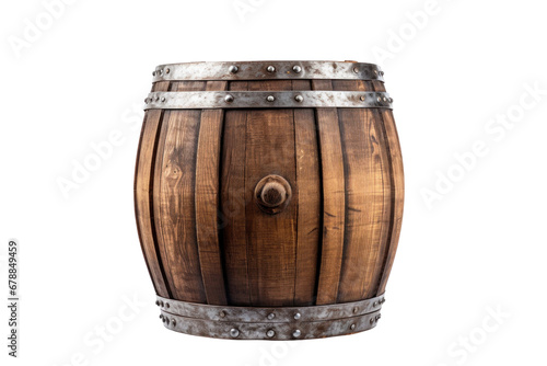 An Old wooden barrel isolated on a transparent background.
