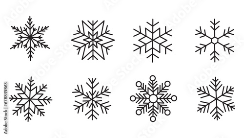 Snowflakes icons set. black silhouette on white background. Vector