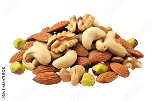Nuts Mix isolated on a transparent background.
