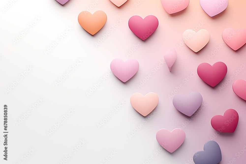 Gradient of pastel hearts, symbolizing love and affection in a soft, romantic setting