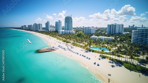 Aerial scenery view of South Beach Tropical and Paradise coast © JuJamal