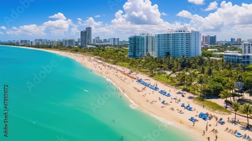 Aerial scenery view of South Beach Tropical and Paradise coast © JuJamal