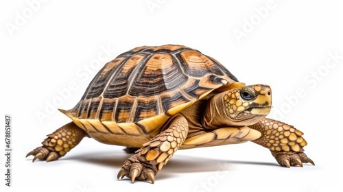 African spurred tortoise (Geochelone sulcata) isolated on white background
