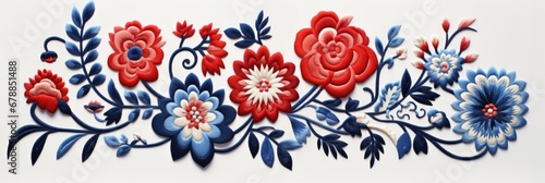 Swedish folk embroidery design photo