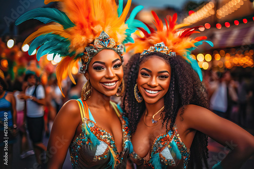 Young women dancing and enjoying the Carnival in Brazil
