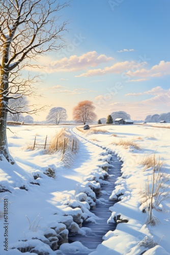 Winter rural landscape scene