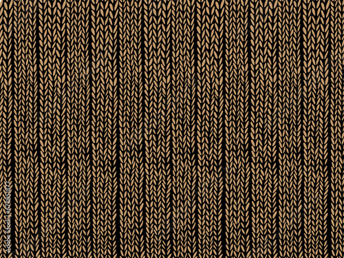 Knitted fabric texture pattern in doodle style in black with colored thread