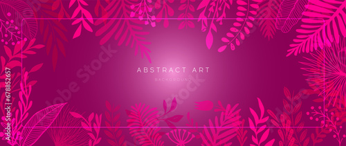 Pink leaves abstract art background