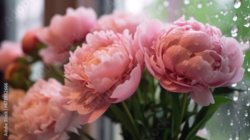 Bouquet of peonies. Beautiful Peonies. Springtime Concept. Mothers Day Concept with a Copy Space. Valentine's Day.