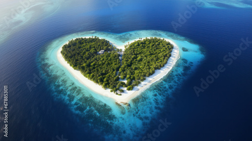 island in the shape of heart photo
