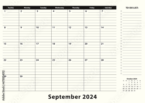 September 2024 Monthly Business Desk Pad Calendar.