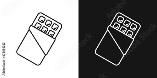 Chocolate bar line icon. Chocolate in wrapper sign