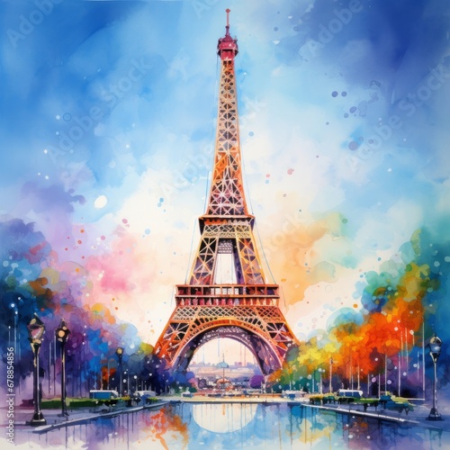 Vibrant Watercolor Eiffel Tower © Jardel Bassi