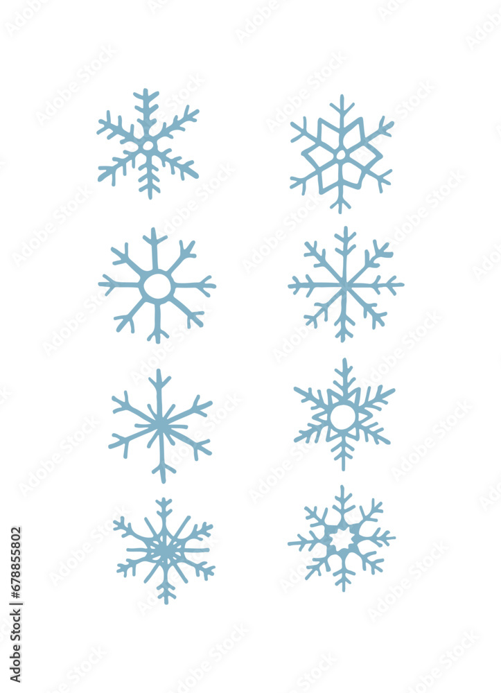 snowflakes set. Snow patterns isolated on a white background. Snowflake doodle. Vector illustration snowflakes set. Snow patterns isolated on a white background. Snowflake doodle. Vector illustration