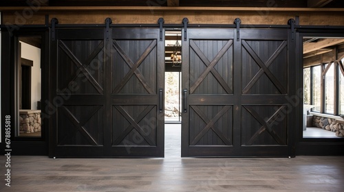 Large old wooden doors. AI Generation