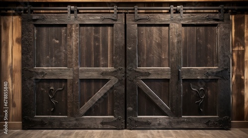 Large old wooden doors. AI Generation
