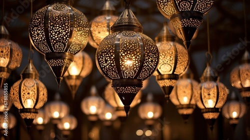 Oriental Arabic pendant lamps. AI Generation photo