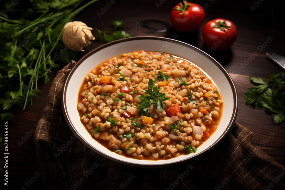 A warm embrace to the Italian culinary tradition with the rustic farro soup A warm embrace to the Italian culinary tradition with the rustic farro soup