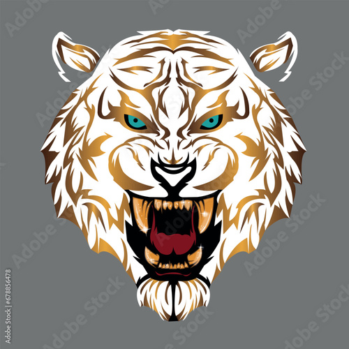 Tiger Head vector, Gold and White Tiger Head