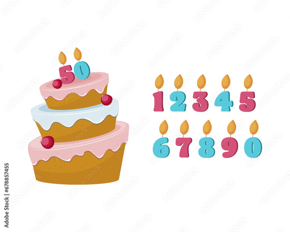 candle numbers for cake. Vector