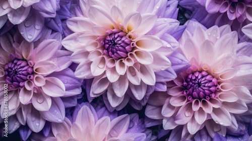 Beautiful purple dahlia flower with water drops. Springtime Concept. Mothers Day Concept with a Copy Space. Valentine s Day.