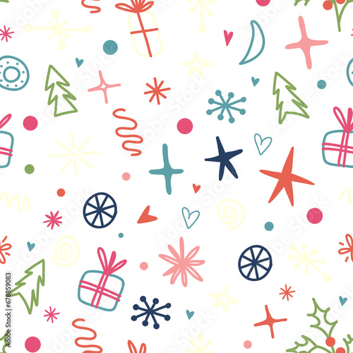 Christmas holiday festive pattern with Doodles
